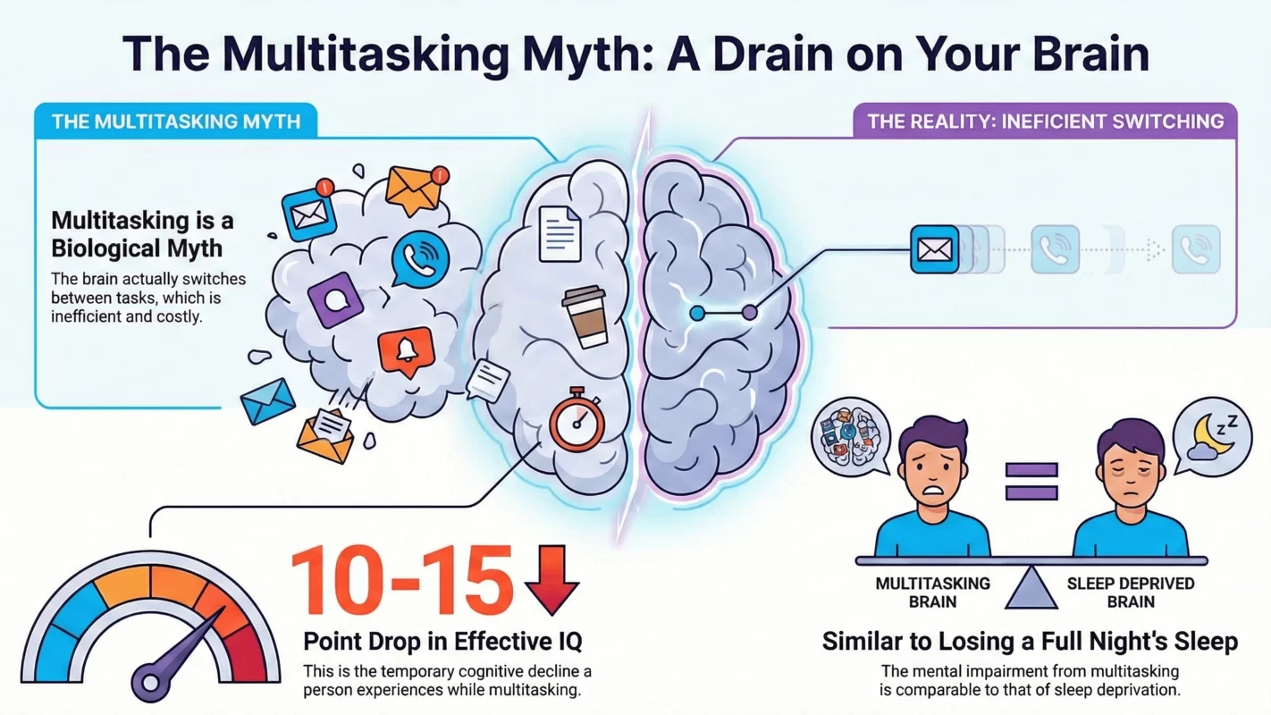 The multitasking myth and the cognitive decline it represents for the human brain The multitasking myth and the cognitive decline it represents for the human brain