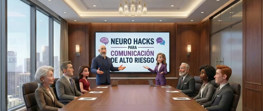 Expertos de Sophira Hub impartiendo una conferencia sobre Neuro-Hacks para la Influencia en Entornos Críticos, demostrando el impacto de la Comunicación Neuro-Inclusiva en el rendimiento del equipo y la eliminación de la Sobrecarga Sensorial
